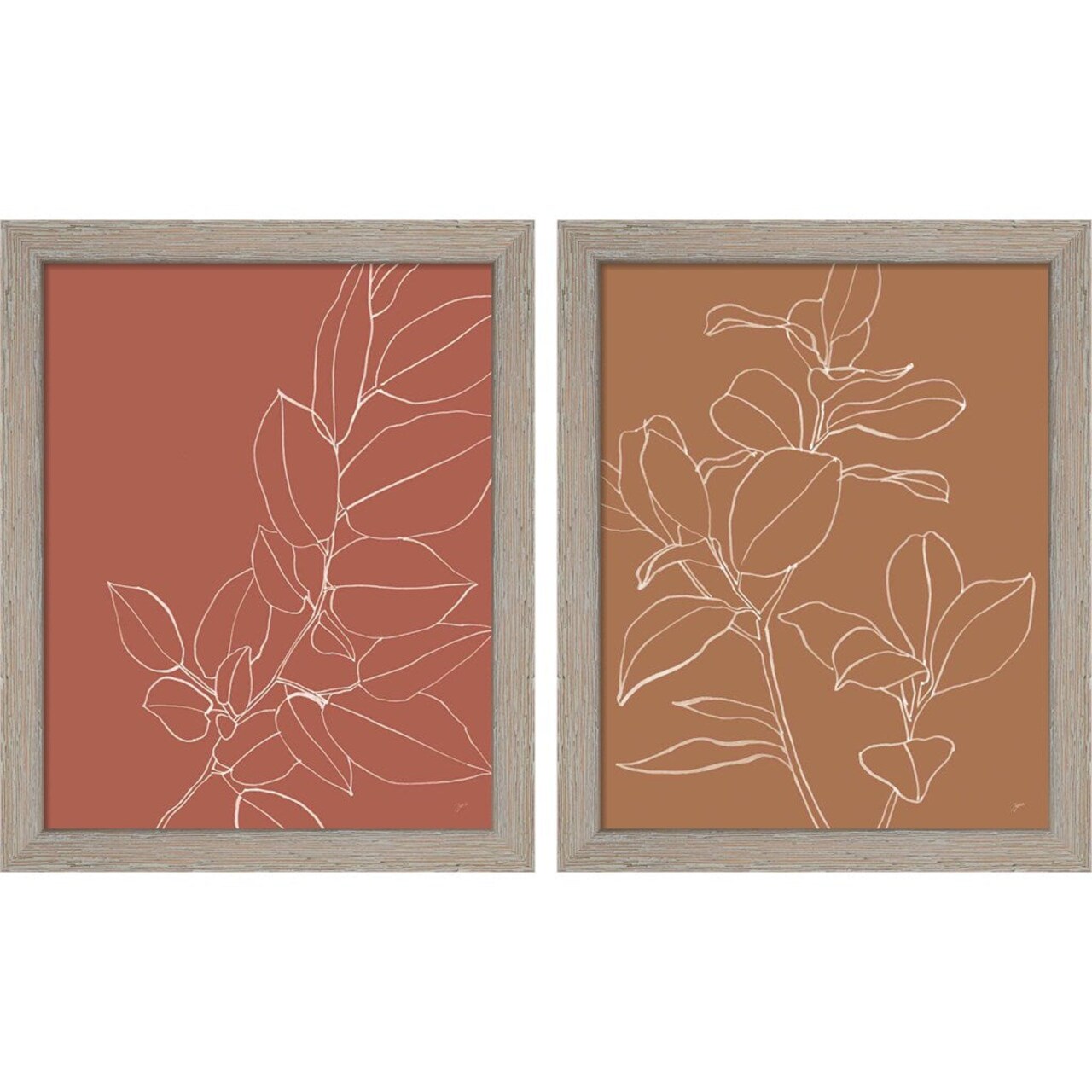 Warm Magnolia Branch by Karyn Panganiban, 2 Piece Rustic White Framed Art Set